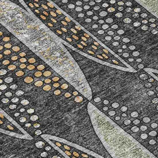 Black And Green Geometric Washable Indoor Outdoor Area Rug Photo 5