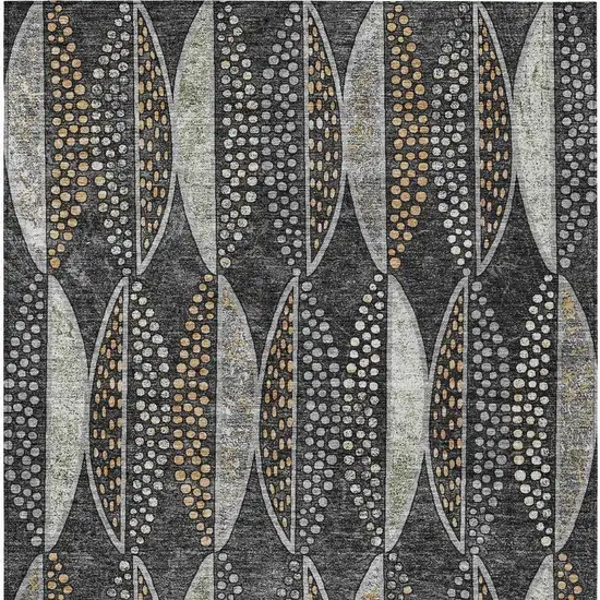 Black And Green Geometric Washable Indoor Outdoor Area Rug Photo 4