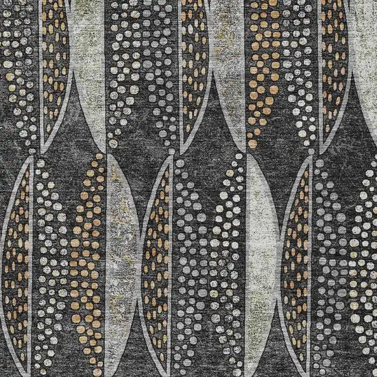 Black And Green Geometric Washable Indoor Outdoor Area Rug Photo 3