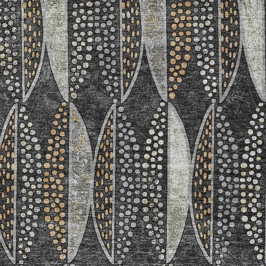Black And Green Geometric Washable Indoor Outdoor Area Rug Photo 3
