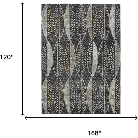 Black And Green Geometric Washable Indoor Outdoor Area Rug Photo 6