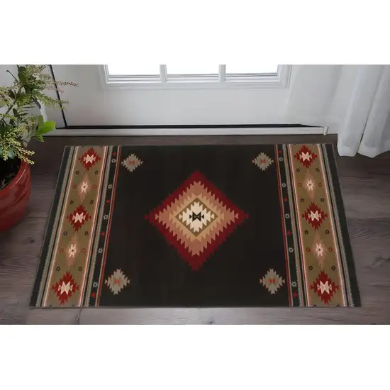 Black And Green Southwestern Area Rug Photo 1