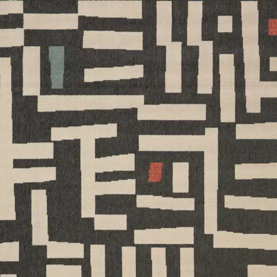 Black And Ivory Abstract Area Rug Photo 4