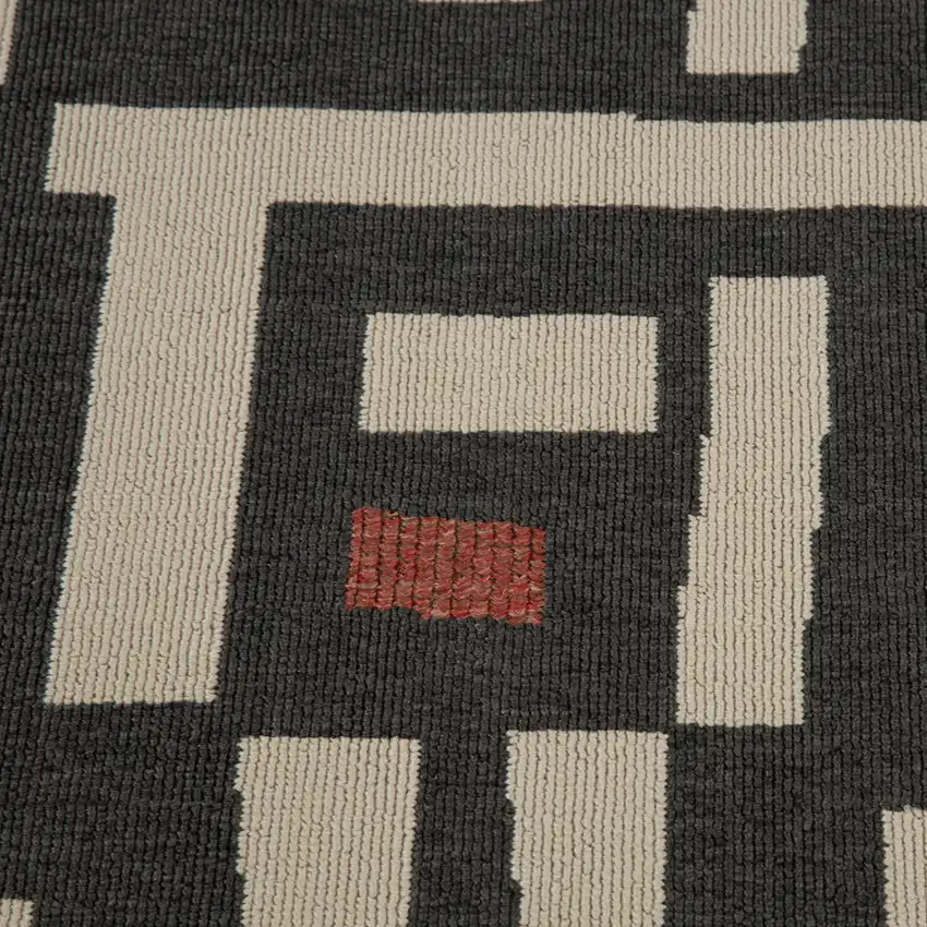 Black And Ivory Abstract Area Rug Photo 9