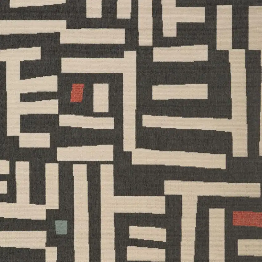 Black And Ivory Abstract Area Rug Photo 4