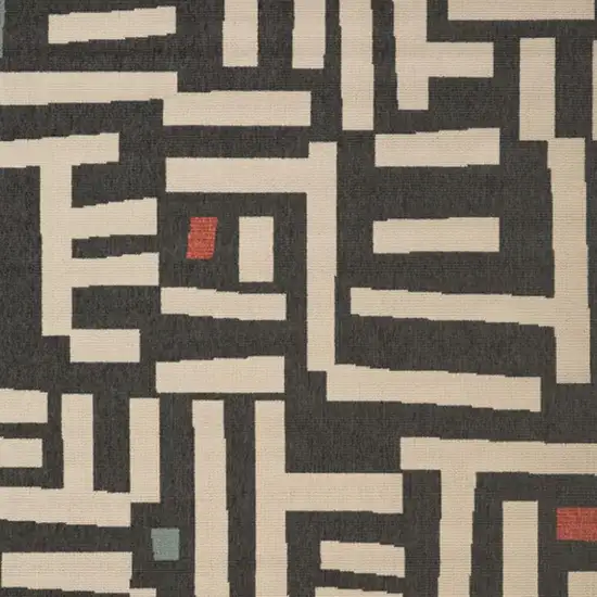 Black And Ivory Abstract Area Rug Photo 2