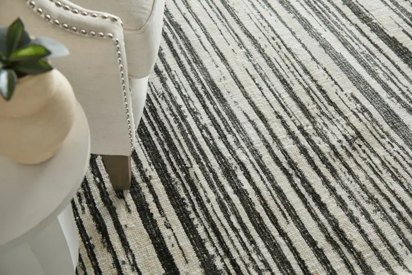 Black And Ivory Abstract Area Rug Photo 7