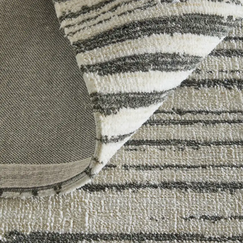 Black And Ivory Abstract Area Rug Photo 4