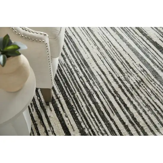 Black And Ivory Abstract Area Rug Photo 7