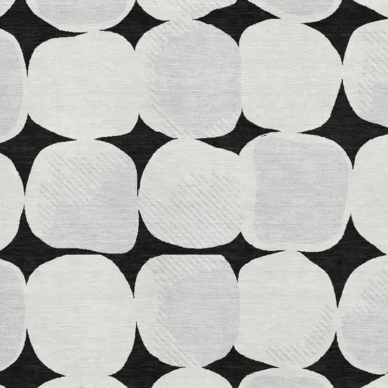 Black And Ivory Abstract Geometric Washable Area Rug With UV Protection Photo 3