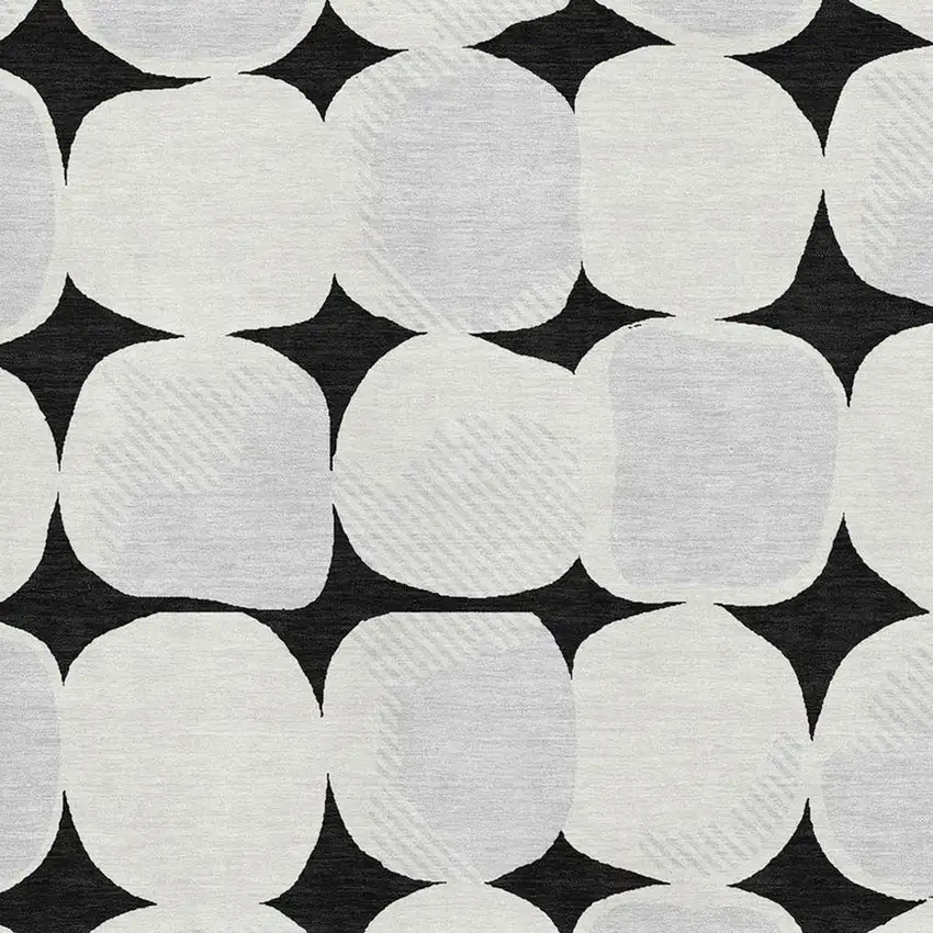 Black And Ivory Abstract Geometric Washable Area Rug With UV Protection Photo 3
