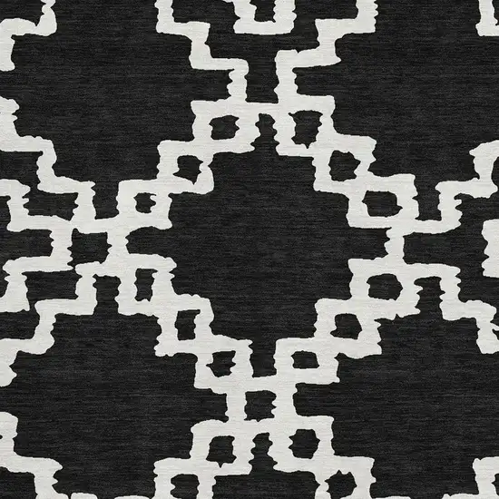 Black And Ivory Abstract Geometric Washable Area Rug With UV Protection Photo 3
