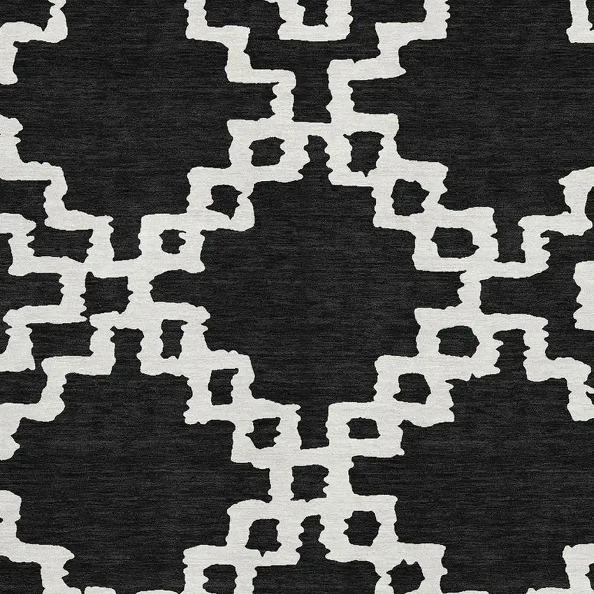 Black And Ivory Abstract Geometric Washable Area Rug With UV Protection Photo 3