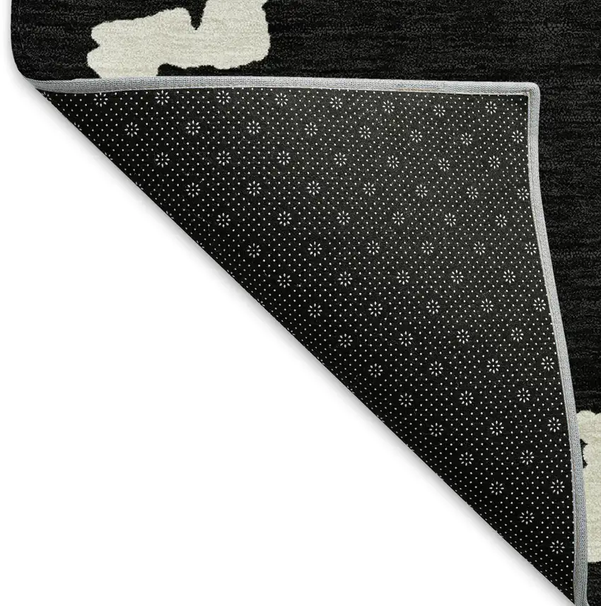 Black And Ivory Abstract Geometric Washable Area Rug With UV Protection Photo 6