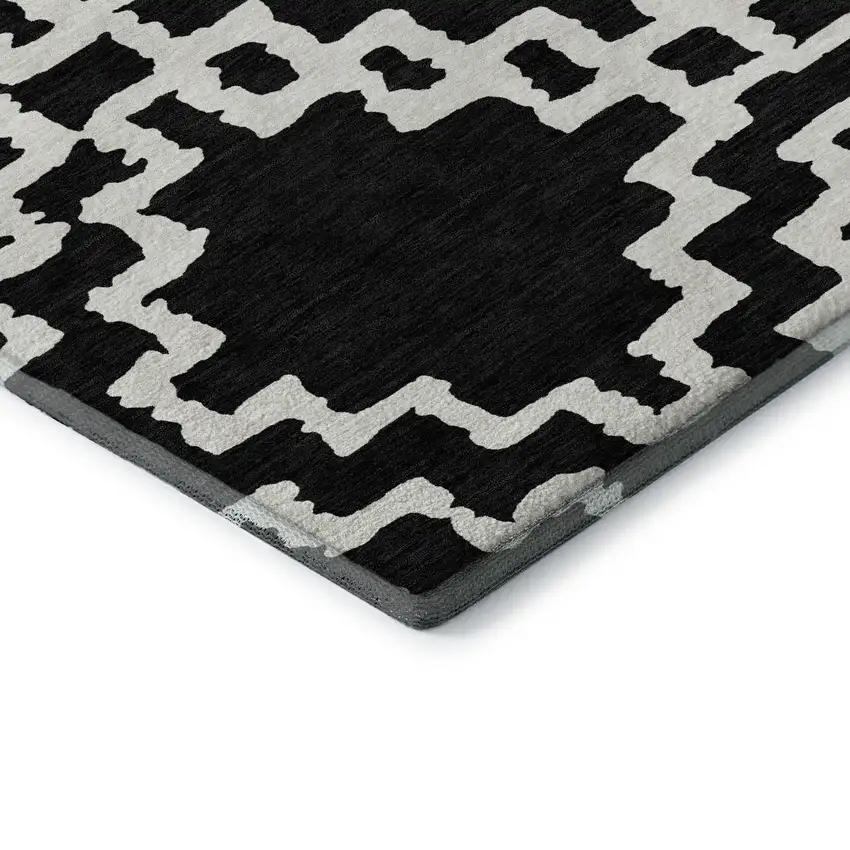 Black And Ivory Abstract Geometric Washable Area Rug With UV Protection Photo 7