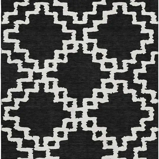 Black And Ivory Abstract Geometric Washable Area Rug With UV Protection Photo 4