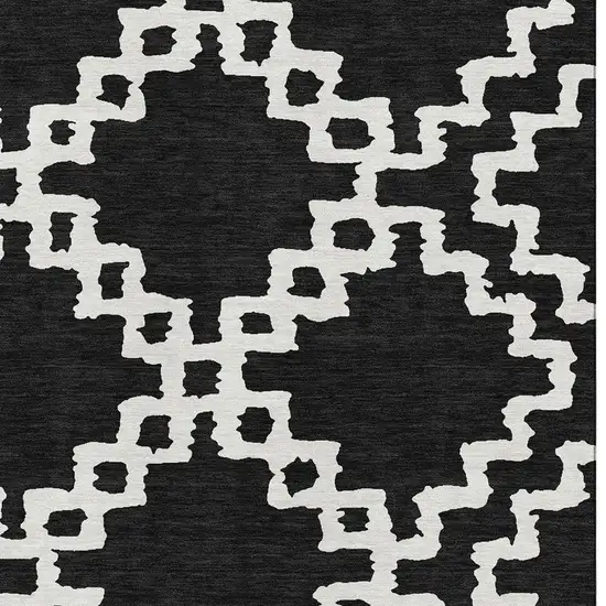 Black And Ivory Abstract Geometric Washable Area Rug With UV Protection Photo 3