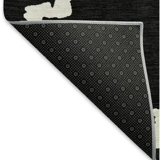 Black And Ivory Abstract Geometric Washable Area Rug With UV Protection Photo 7
