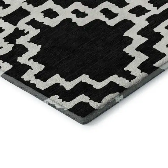 Black And Ivory Abstract Geometric Washable Area Rug With UV Protection Photo 8
