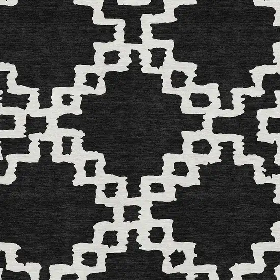 Black And Ivory Abstract Geometric Washable Area Rug With UV Protection Photo 3