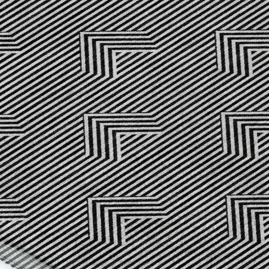 Black And Ivory Abstract Geometric Washable Area Rug With UV Protection Photo 4