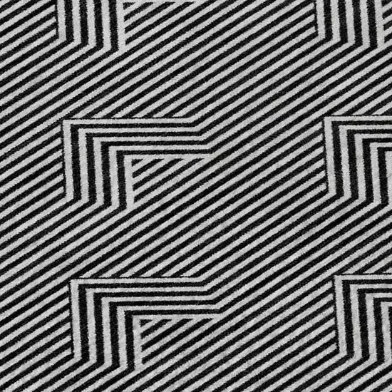 Black And Ivory Abstract Geometric Washable Area Rug With UV Protection Photo 3