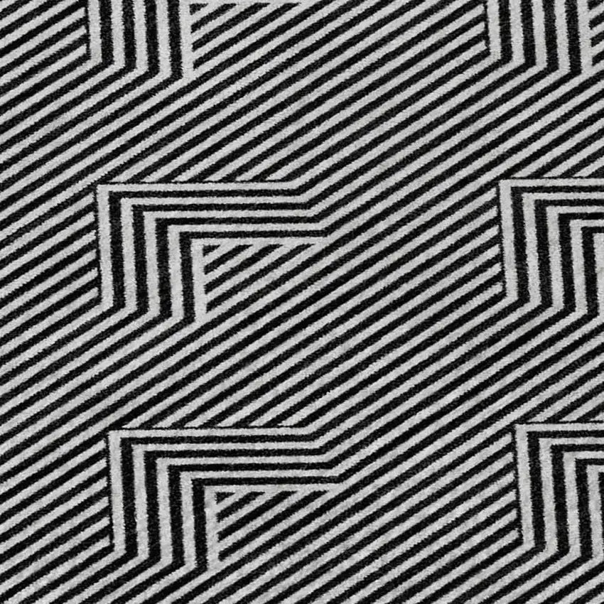 Black And Ivory Abstract Geometric Washable Area Rug With UV Protection Photo 3