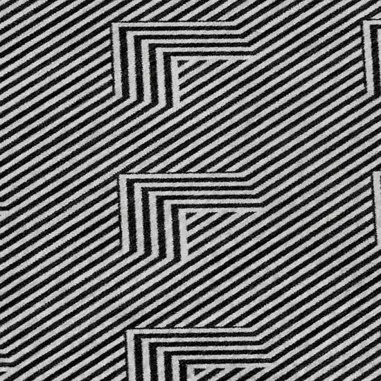 Black And Ivory Abstract Geometric Washable Area Rug With UV Protection Photo 3