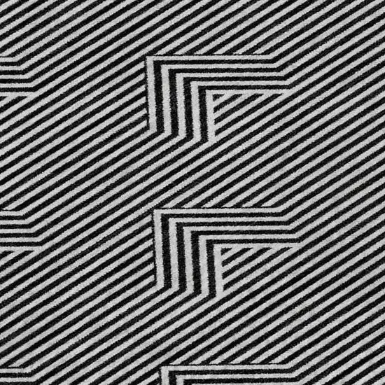 Black And Ivory Abstract Geometric Washable Area Rug With UV Protection Photo 3