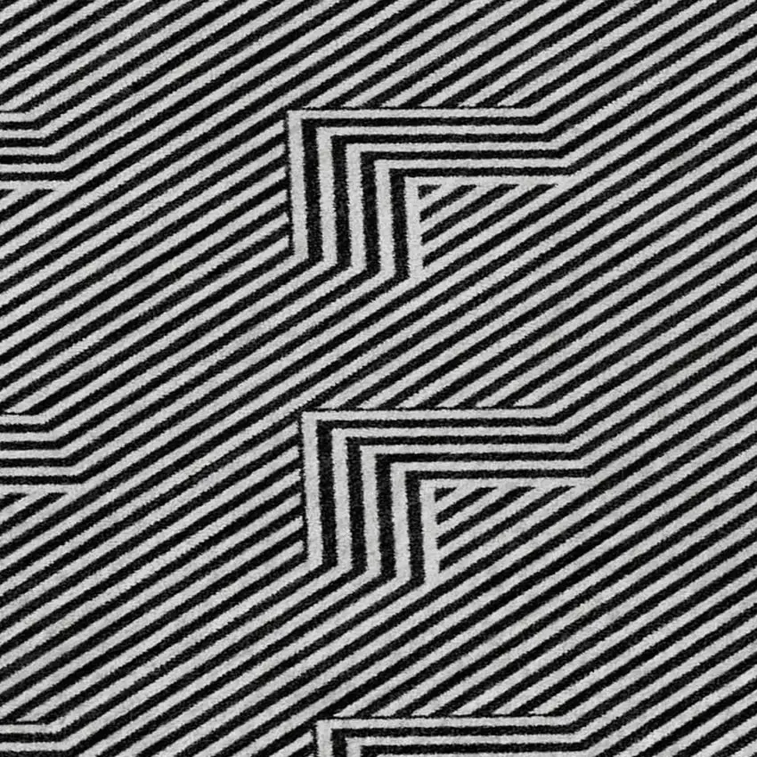 Black And Ivory Abstract Geometric Washable Area Rug With UV Protection Photo 3