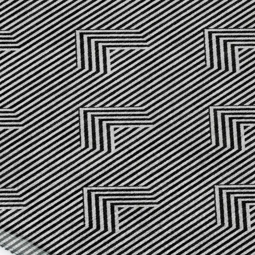 Black And Ivory Abstract Geometric Washable Area Rug With UV Protection Photo 4