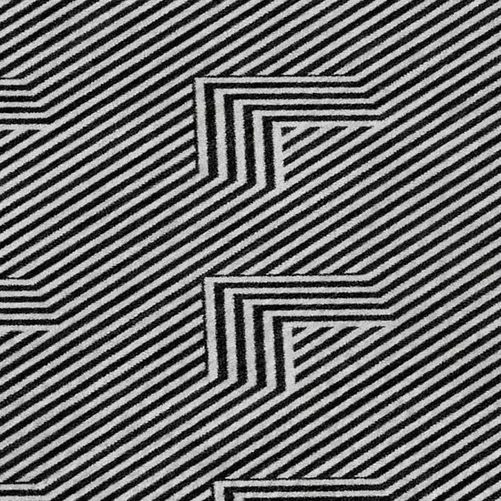 Black And Ivory Abstract Geometric Washable Area Rug With UV Protection Photo 3