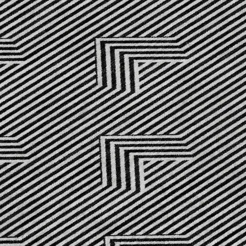 Black And Ivory Abstract Geometric Washable Area Rug With UV Protection Photo 3