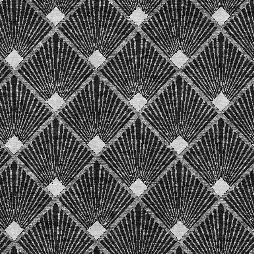 Black And Ivory Abstract Geometric Washable Area Rug With UV Protection Photo 3