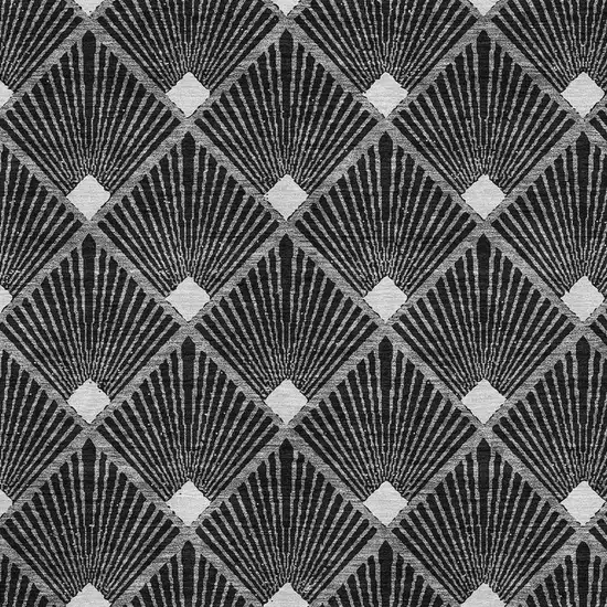 Black And Ivory Abstract Geometric Washable Area Rug With UV Protection Photo 3