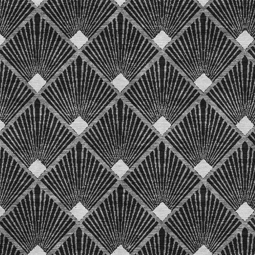 Black And Ivory Abstract Geometric Washable Area Rug With UV Protection Photo 3