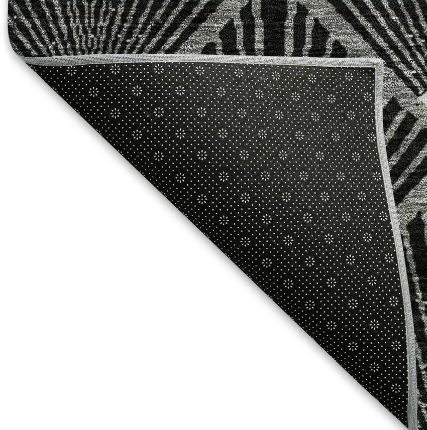 Black And Ivory Abstract Geometric Washable Area Rug With UV Protection Photo 7