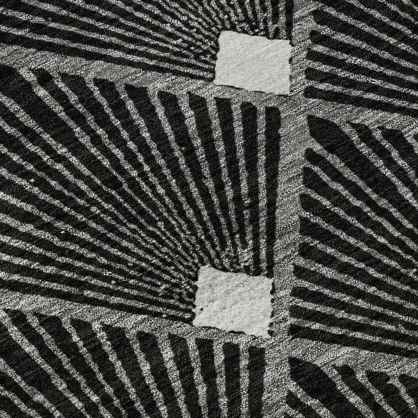 Black And Ivory Abstract Geometric Washable Area Rug With UV Protection Photo 9