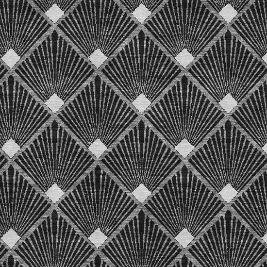 Black And Ivory Abstract Geometric Washable Area Rug With UV Protection Photo 3