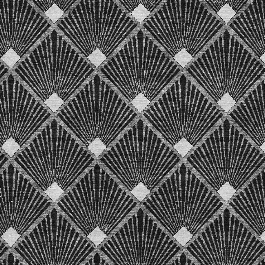 Black And Ivory Abstract Geometric Washable Area Rug With UV Protection Photo 3