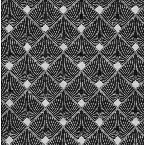 Black And Ivory Abstract Geometric Washable Area Rug With UV Protection Photo 4
