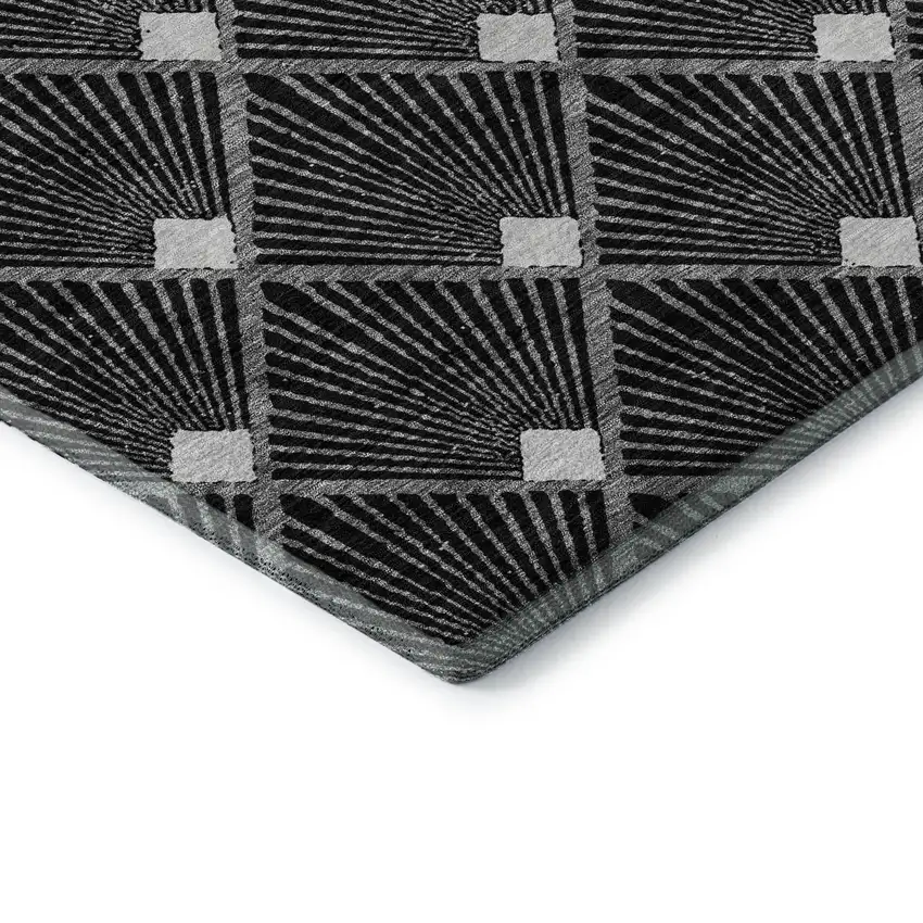 Black And Ivory Abstract Geometric Washable Area Rug With UV Protection Photo 8