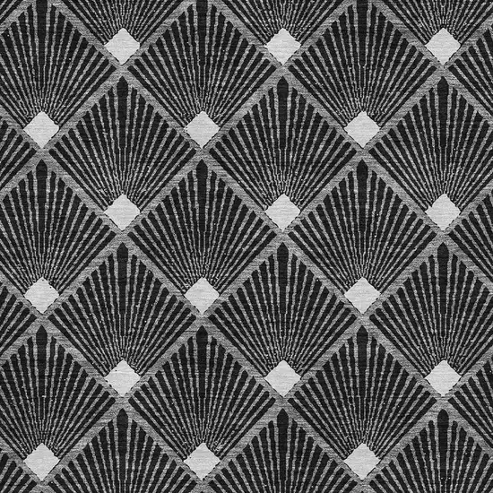 Black And Ivory Abstract Geometric Washable Area Rug With UV Protection Photo 3