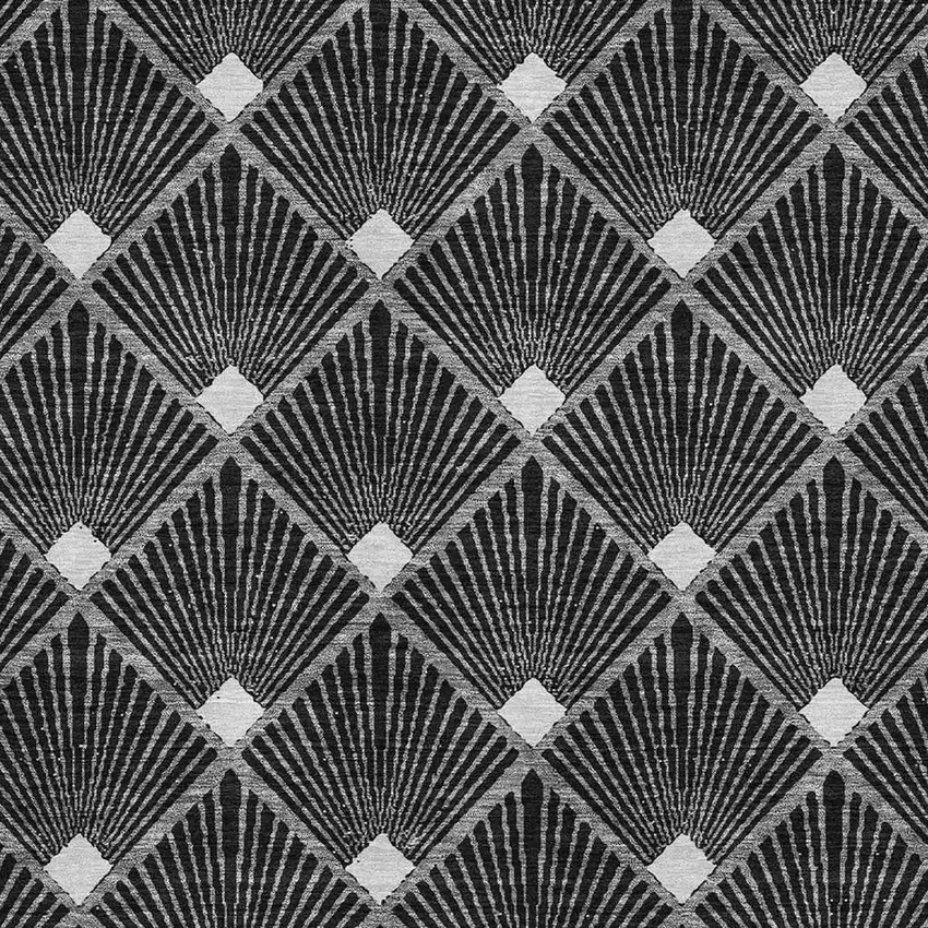 Black And Ivory Abstract Geometric Washable Area Rug With UV Protection Photo 3