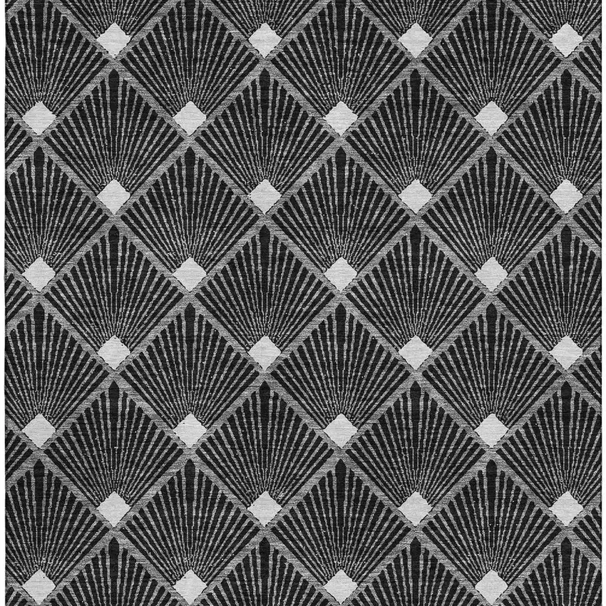 Black And Ivory Abstract Geometric Washable Area Rug With UV Protection Photo 3