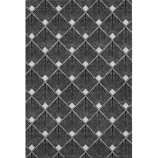 Black And Ivory Abstract Geometric Washable Area Rug With UV Protection Photo 4