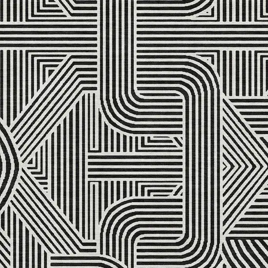 Black And Ivory Abstract Geometric Washable Area Rug With UV Protection Photo 3