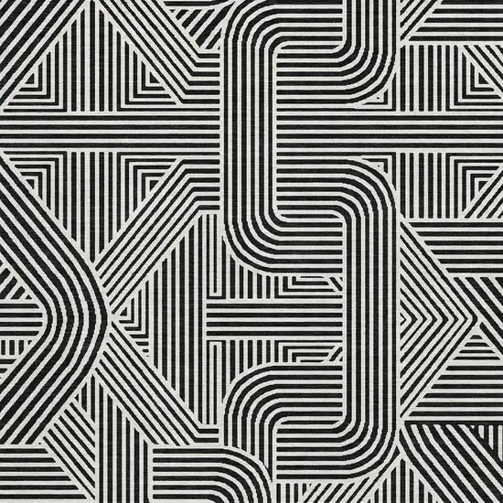 Black And Ivory Abstract Geometric Washable Area Rug With UV Protection Photo 4