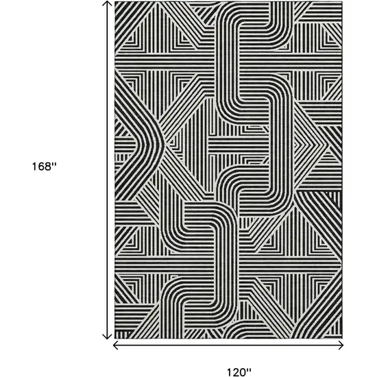 Black And Ivory Abstract Geometric Washable Area Rug With UV Protection Photo 3