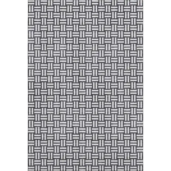 Black And Ivory Abstract Geometric Washable Area Rug With UV Protection Photo 6